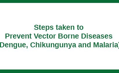 Steps taken to Prevent Vector Borne Diseases (Dengue, Chikungunya and Malaria)